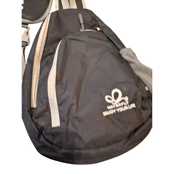 Waterfly Black Sling Backpack Travel Hiking Chest Bag Daypack - Picture 4 of 12